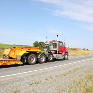 Specialized delivery truck driving on the road